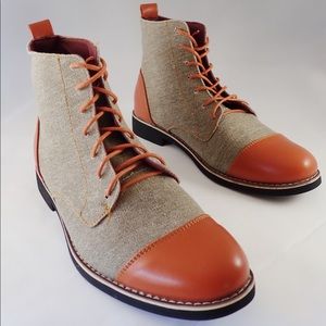 canvas leather boots